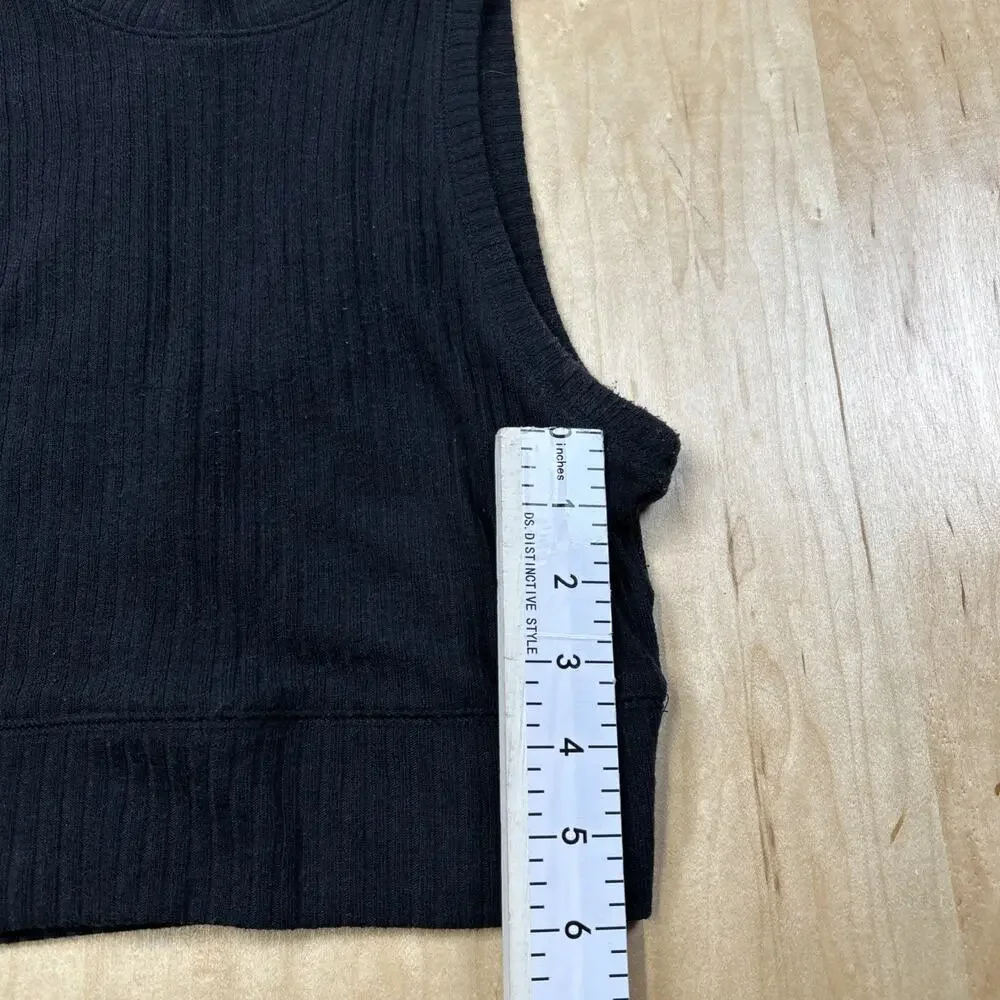 Abercrombie & Fitch Ribbed Crop Tank Top Womens XS Navy Mock Neck GC - Picture 3 of 7